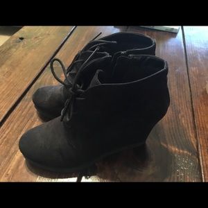 Black Suede Wedge Booties